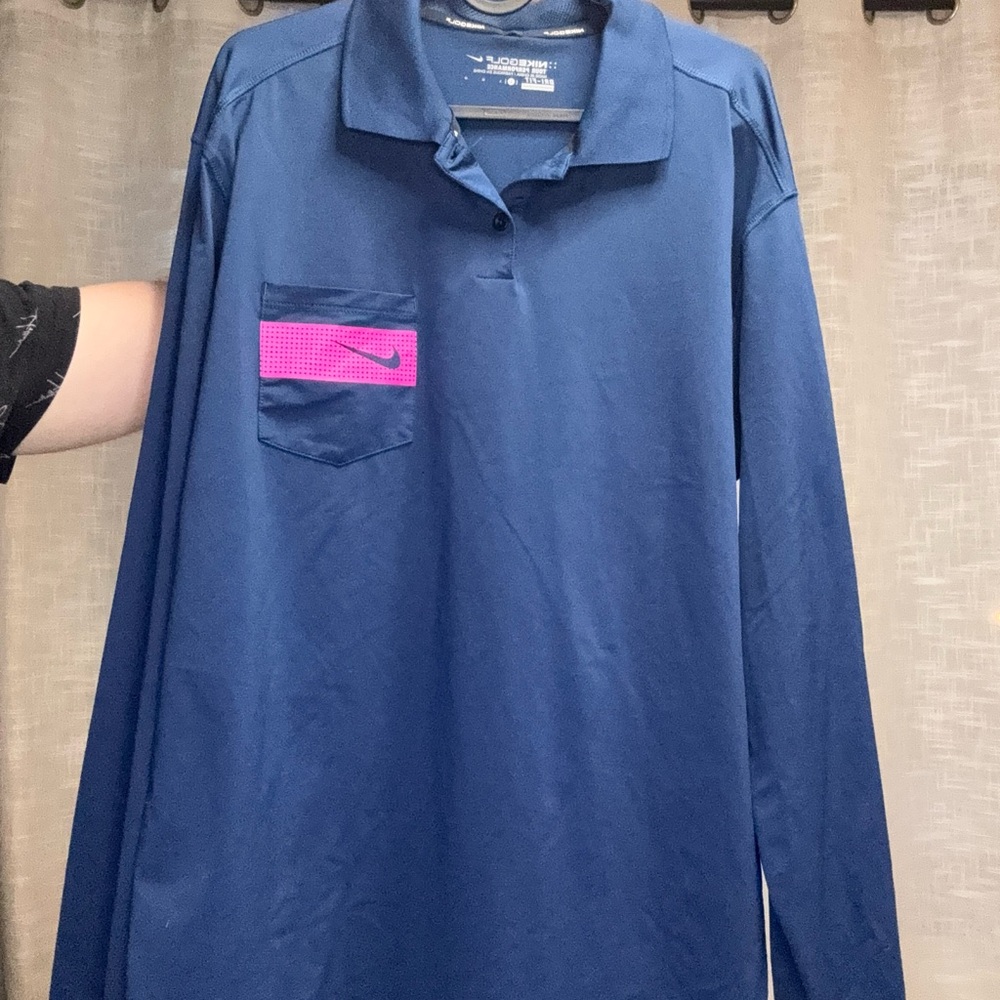 Nike Blue and Pink Polo Shirt Performance Fabric